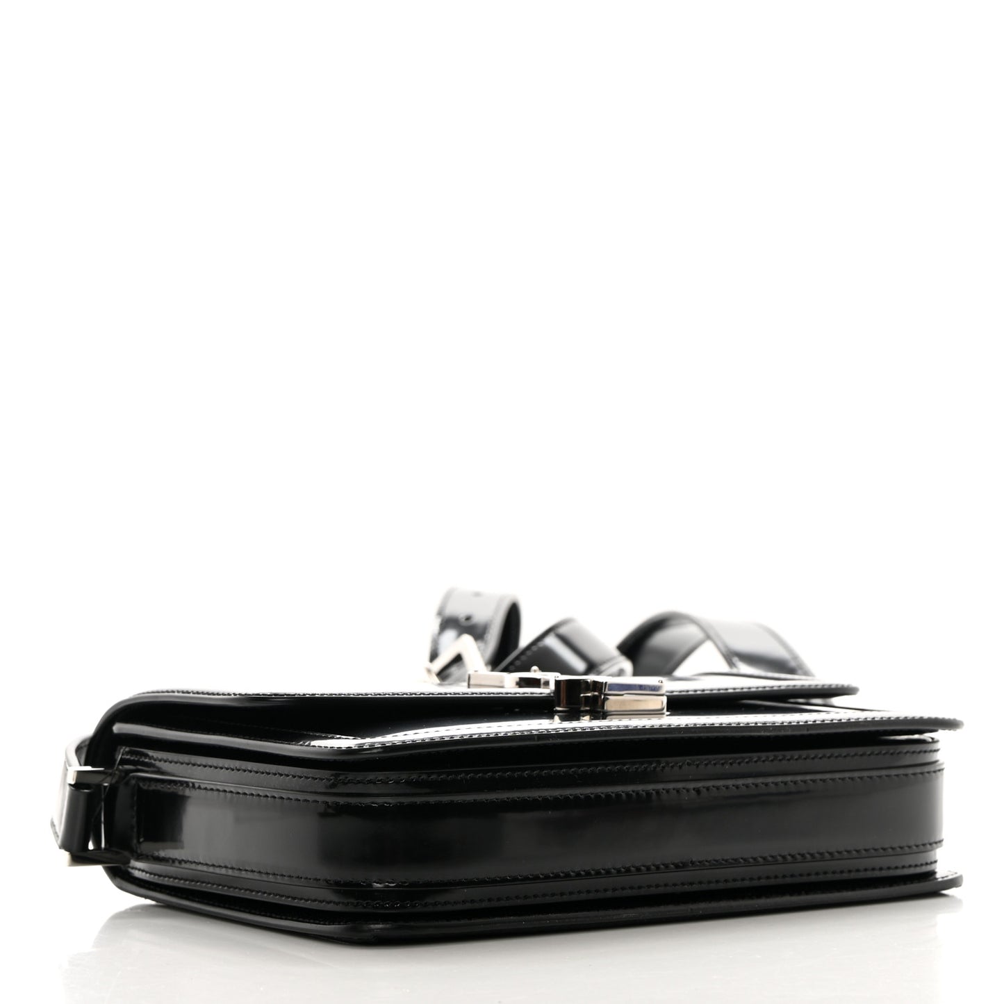 Glazed Calfskin Monogram Medium Solferino Satchel Black