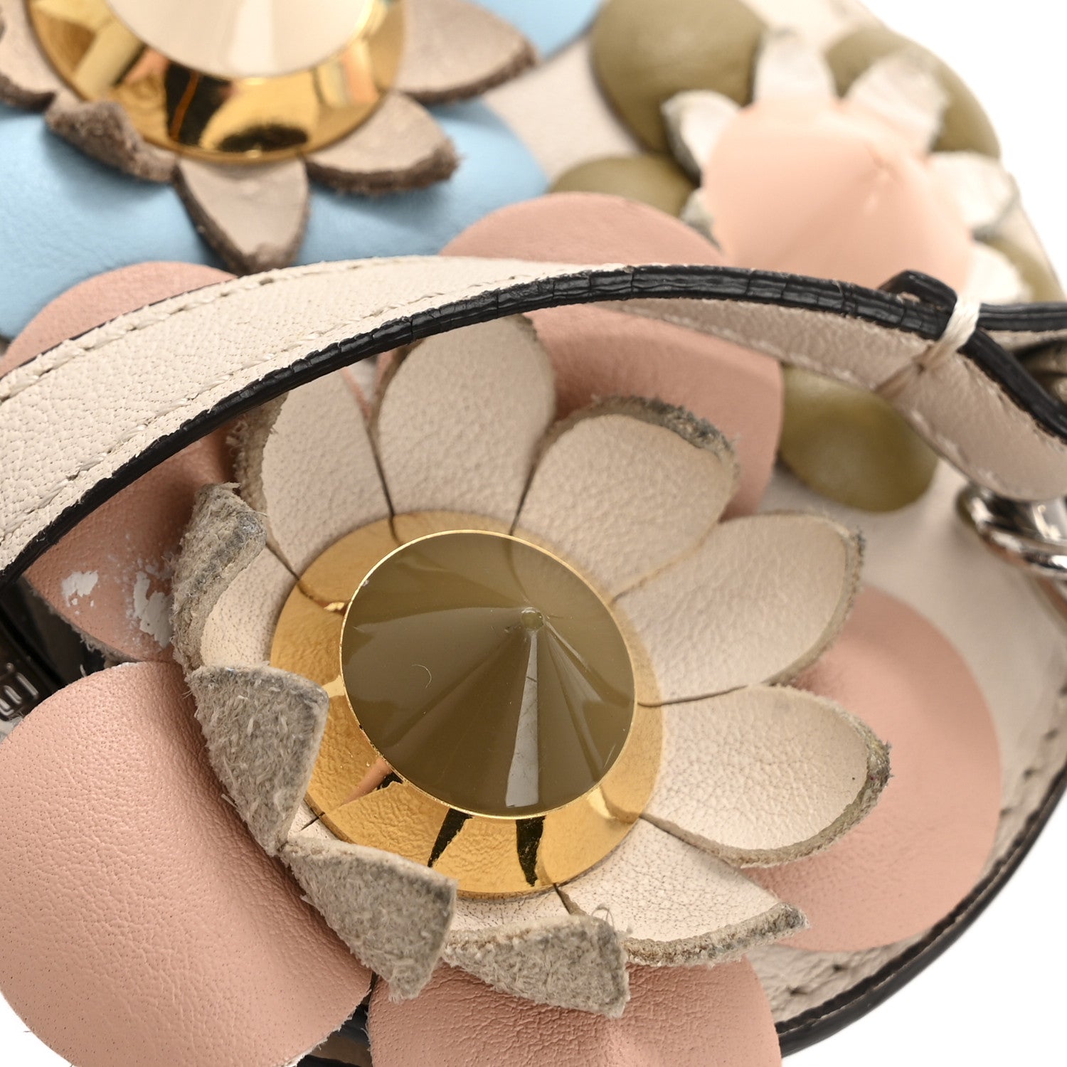 Fendi Calfskin Flowerland Mirror Bag Charm Beige Multicolor 8 of 8