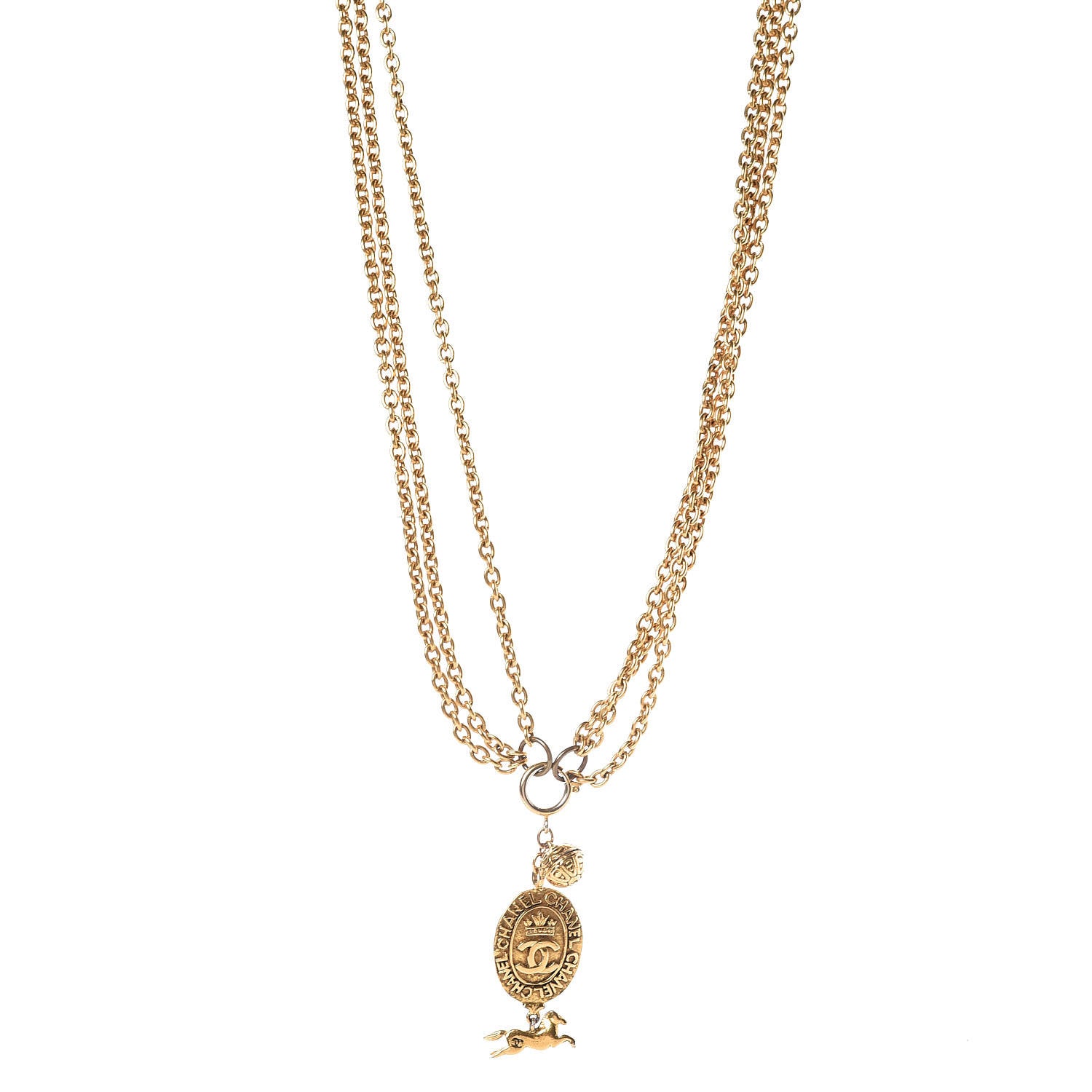 Chanel CC Medallion Multi Strand Long Necklace in Gold 1 of 7