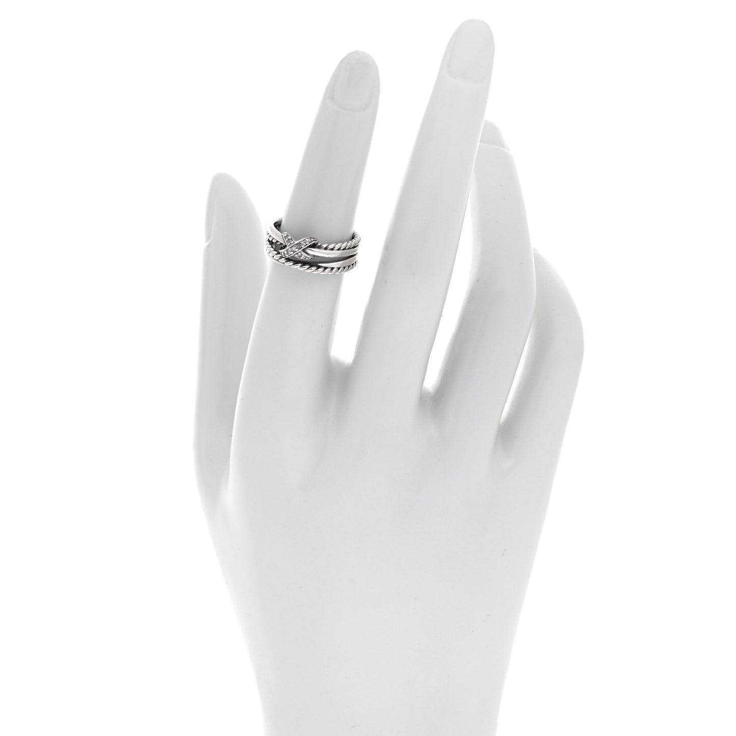 Sterling Silver Diamond X Crossover Ring 50 5.5