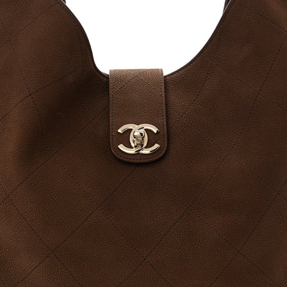 Chanel Grained Nubuck Calfskin Quilted Maxi Shopping Bag Dark Brown 9 of 11