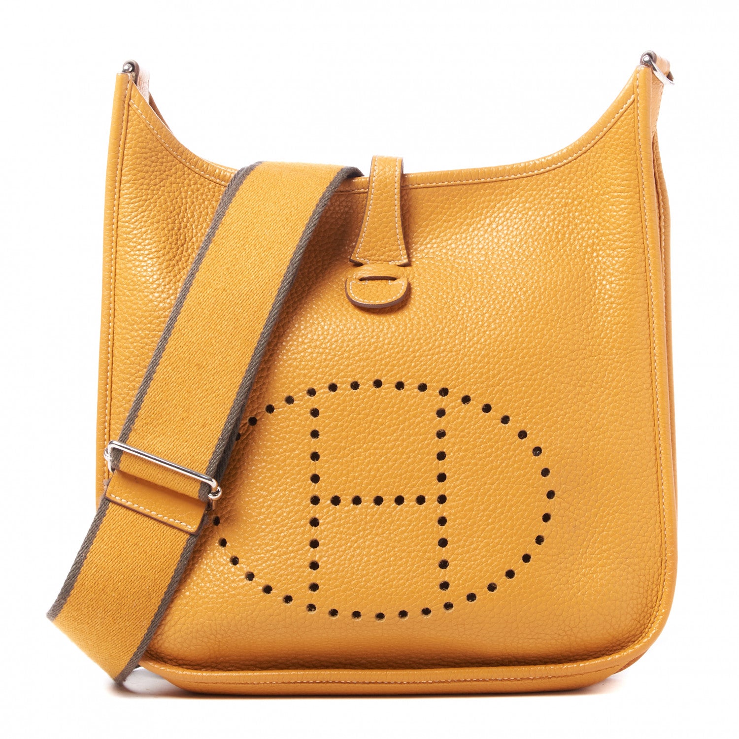 Hermes Taurillon Clemence Amazone Evelyne III PM Moutarde Taupe 1 of 7