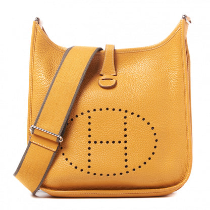 Hermes Taurillon Clemence Amazone Evelyne III PM Moutarde Taupe 1 of 7