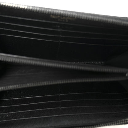 Saint Laurent Grain De Poudre Matelasse Chevron Monogram Monochrome Zip Around Wallet Black 8 of 9