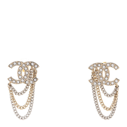 Chanel Crystal CC Earrings Gold 1 of 5