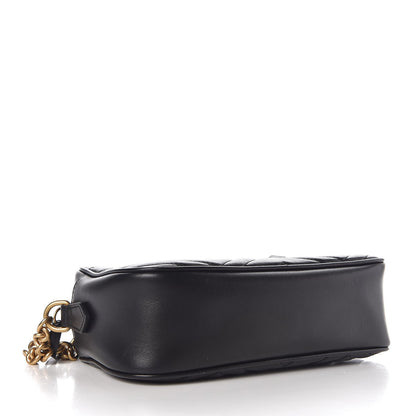 Gucci Calfskin Matelasse Small GG Marmont Chain Shoulder Bag Black 4 of 7