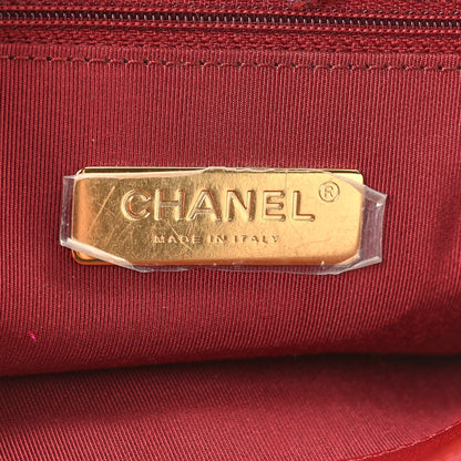 Chanel Tweed Quilted Large Chanel 19 Flap Red Purple Green 6 of 9