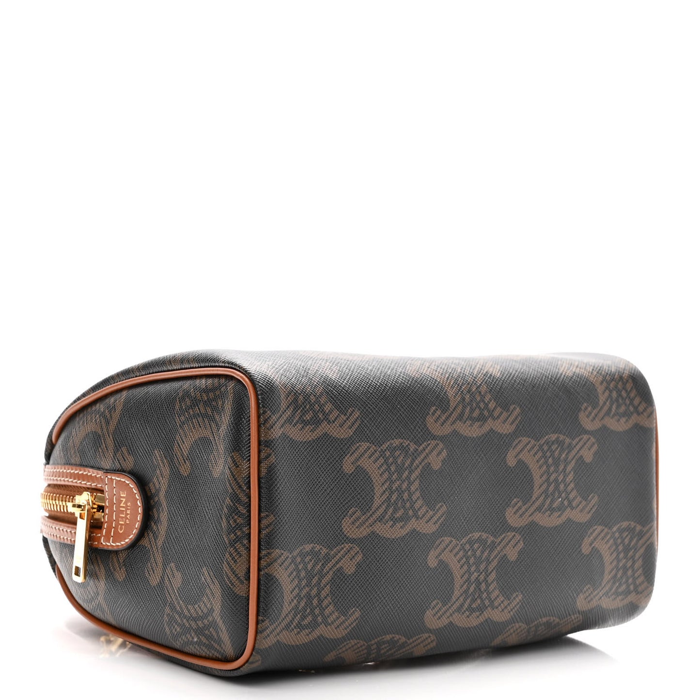 Triomphe Canvas XL Calfskin Small Boston Bag Tan