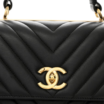 Chanel Lambskin Chevron Quilted Medium Trendy CC Dual Handle Flap Bag Black 5 of 10