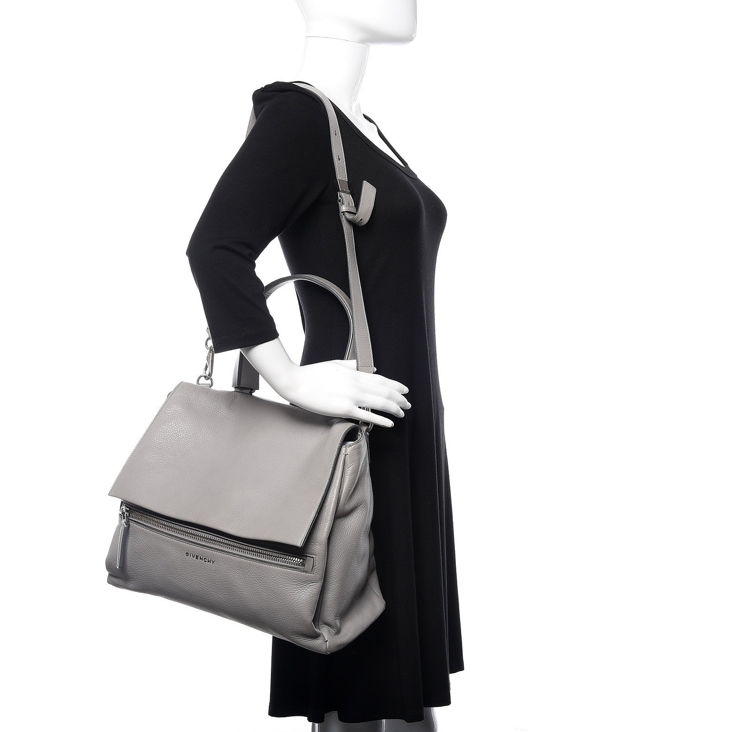 Givenchy Grained Calfskin Medium Pandora Pure Flap Bag Pearl Grey 2 of 14