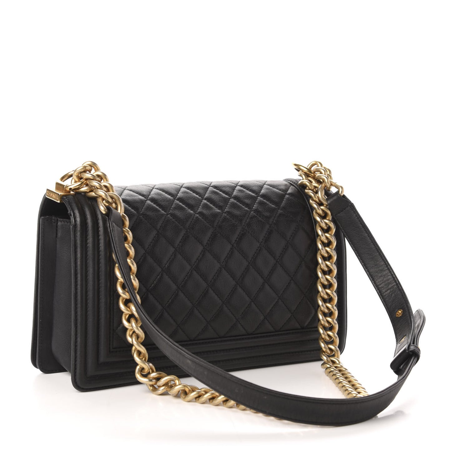Calfskin Quilted Medium Boy Flap Black