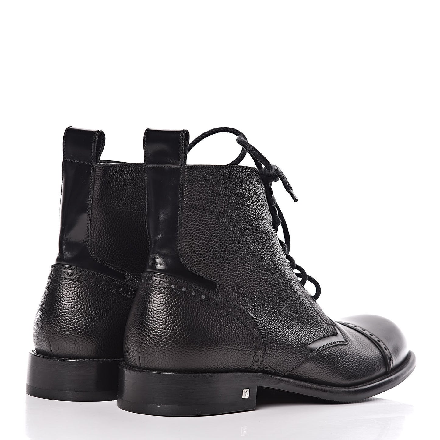 Calfskin Grained Winter Feel Ankle Boots 9 Black