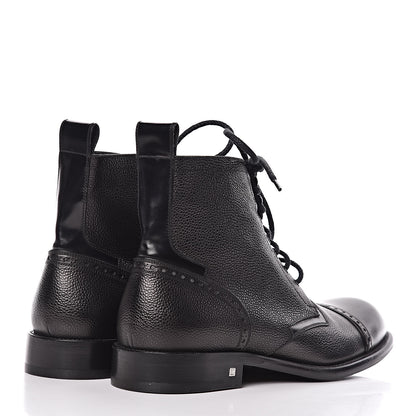 Louis Vuitton Calfskin Grained Winter Feel Ankle Boots 9 Black 4 of 10