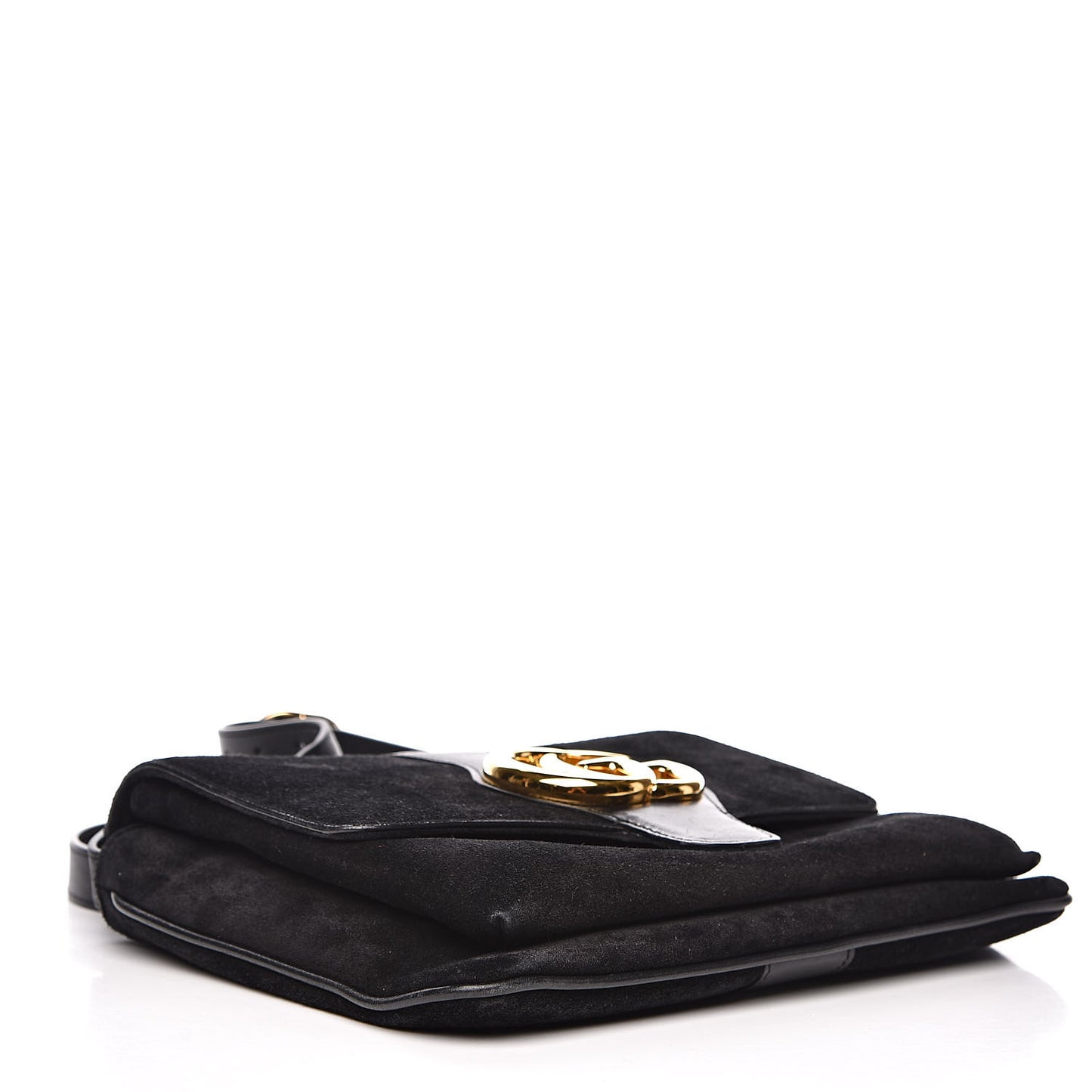 Suede Medium Arli Flap Shoulder Bag Black