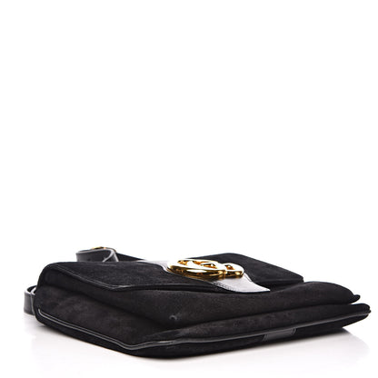 Gucci Suede Medium Arli Flap Shoulder Bag Black 4 of 15