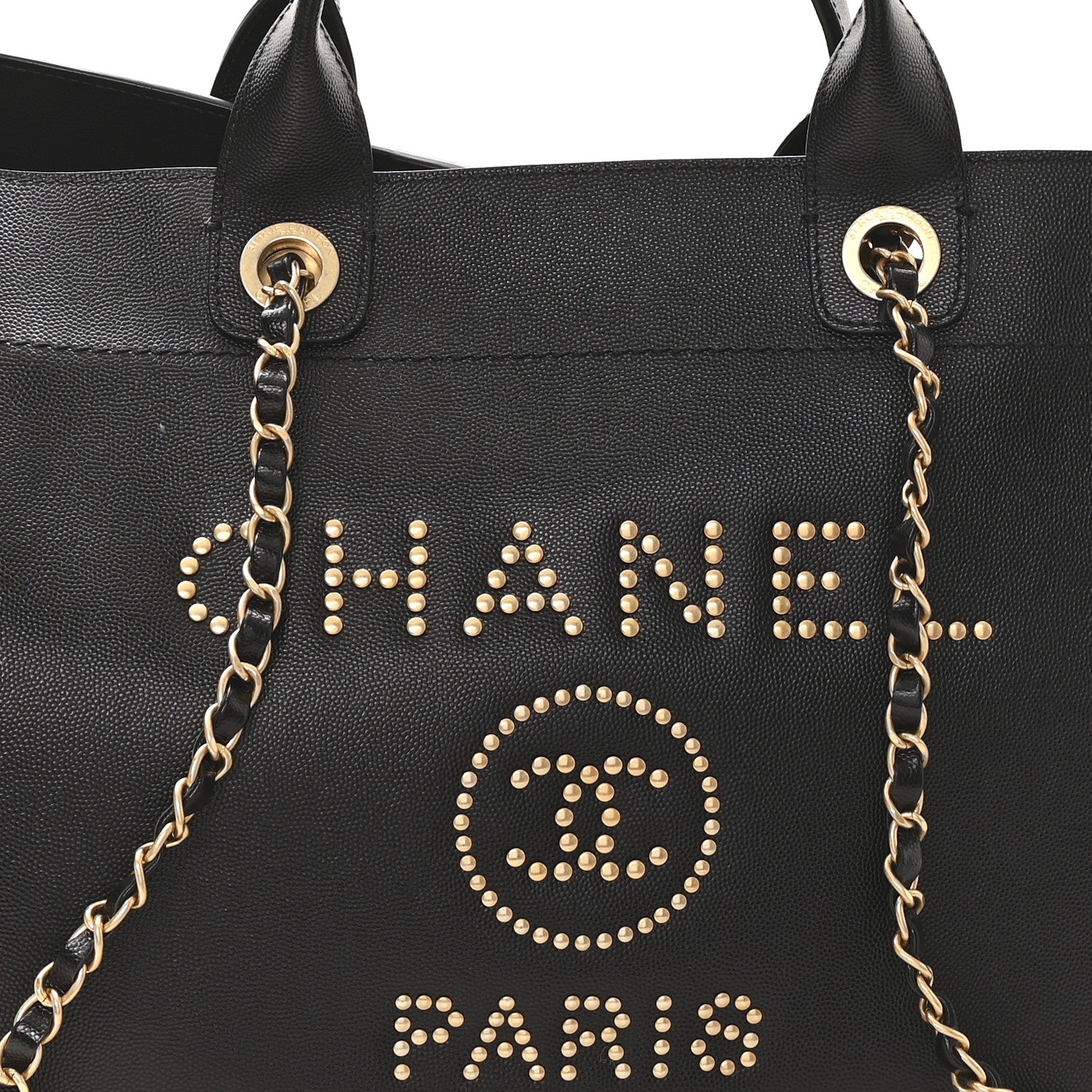 Chanel Caviar Medium Studded Deauville Tote Black 8 of 10