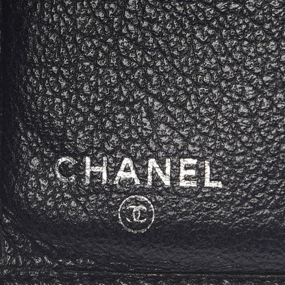 Chanel Glazed Goatskin Camellia Embossed French Flap Wallet Black 7 of 13