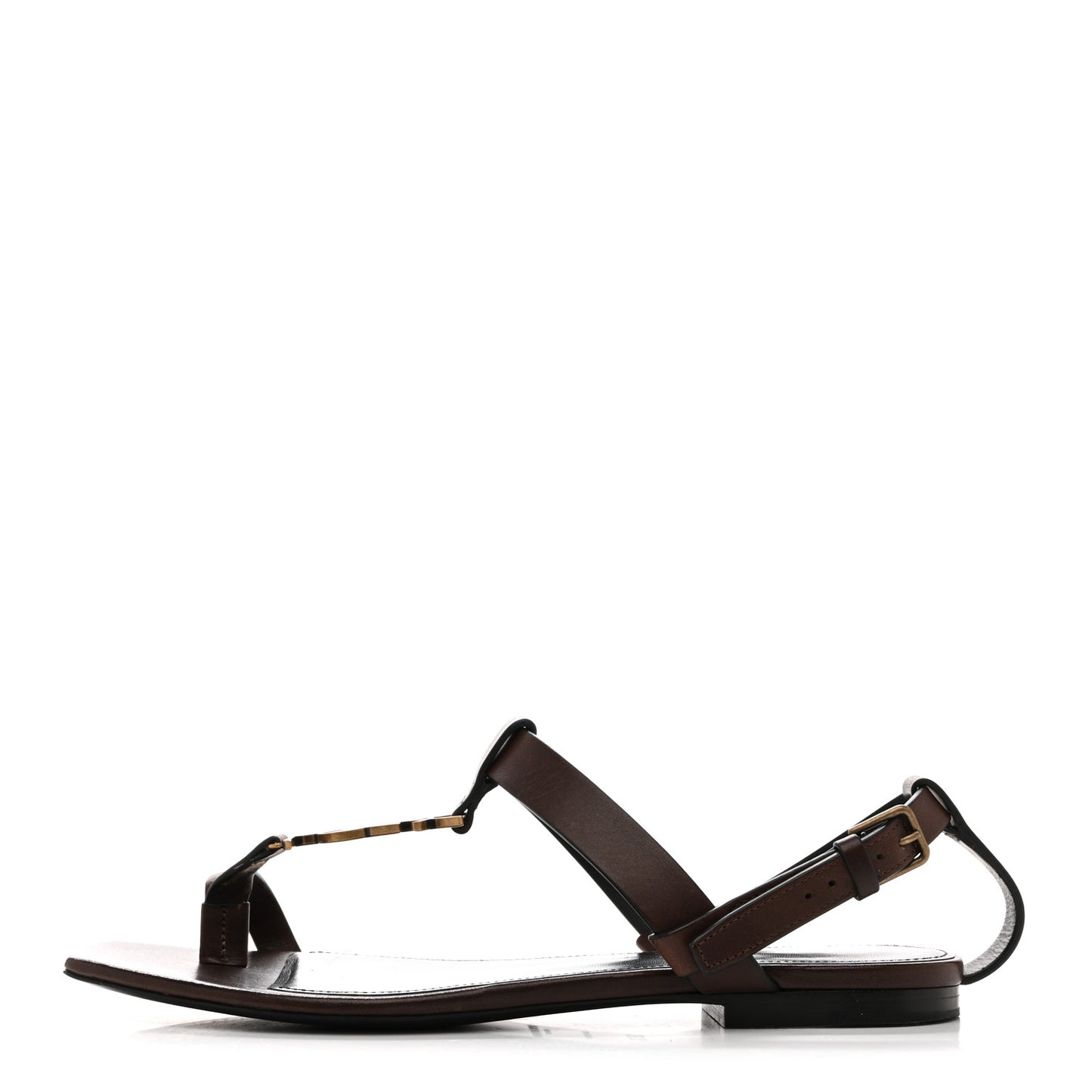 Calfskin Cassandra Monogram Sandals 36.5 Dark Brown