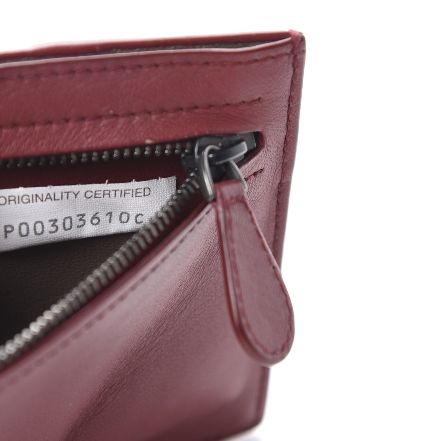Calfskin Intrecciato Zip Card Holder Bordeaux