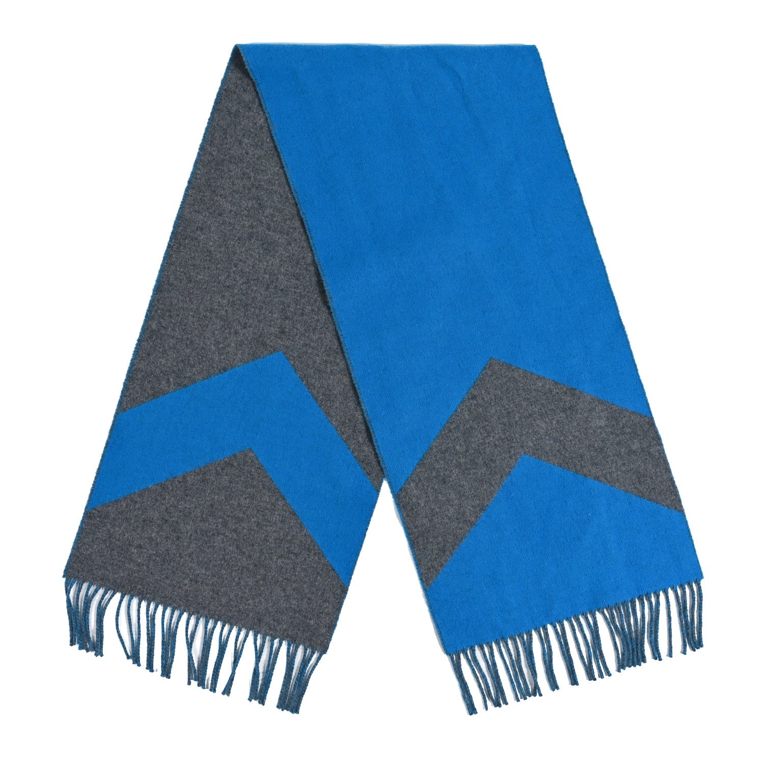 Hermes Cashmere Fringe Scarf Blue 2 of 4