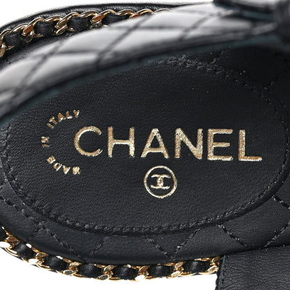 Chanel Calfskin Woven Chain Around CC Sandals 40.5 Black 8 of 9