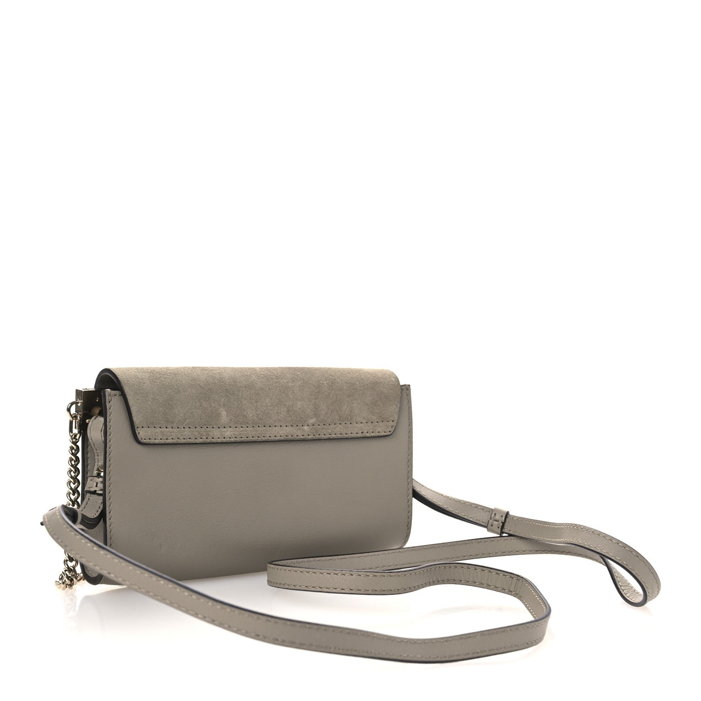 Suede Calfskin Mini Faye Shoulder Bag Motty Grey