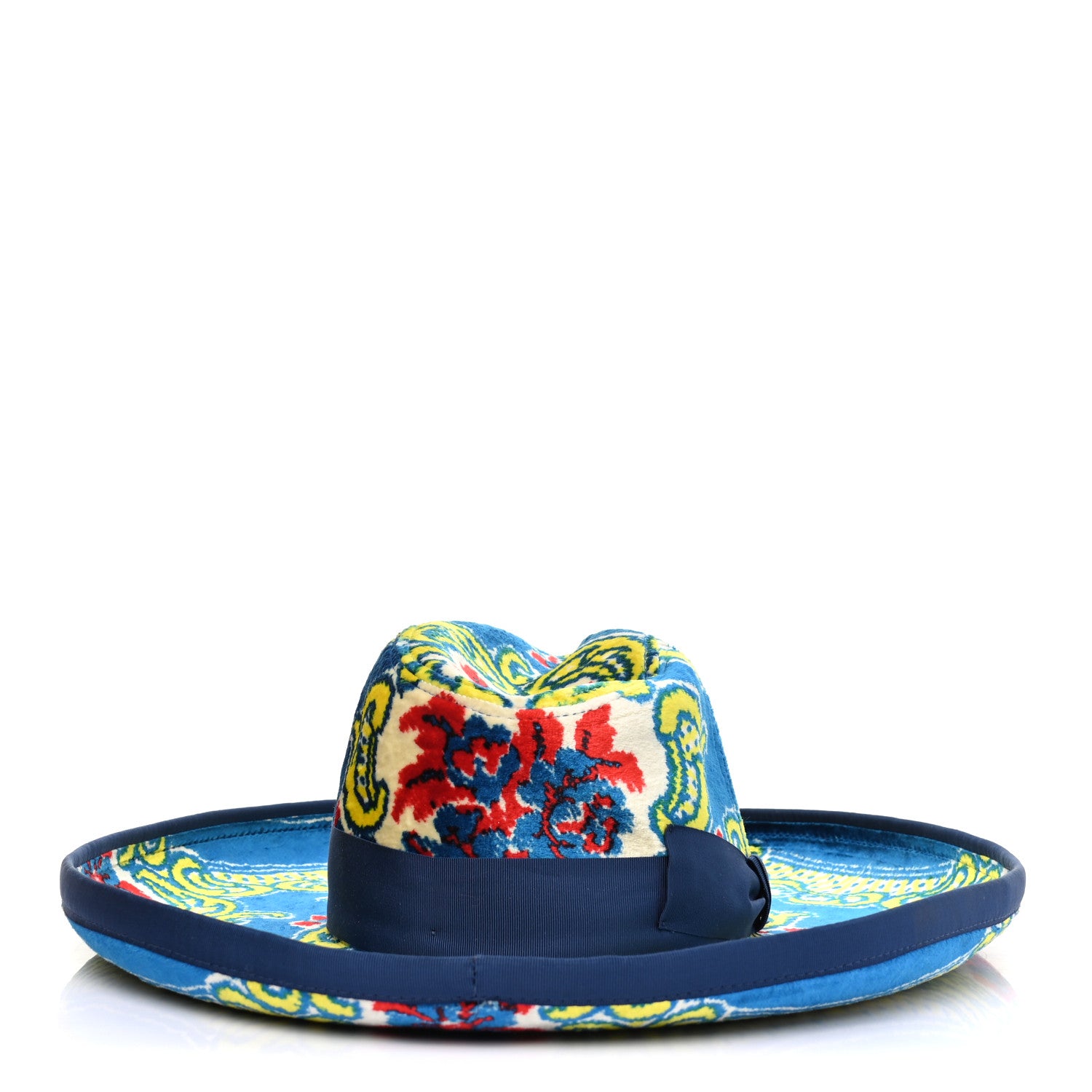 Gucci Velvet Brocade Wide Brim Hat S Periwinkle Blue 5 of 8