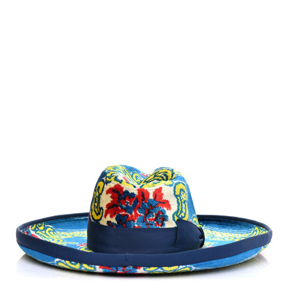 Gucci Velvet Brocade Wide Brim Hat S Periwinkle Blue 5 of 8