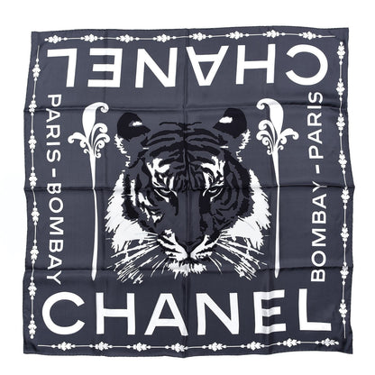 Chanel Silk Paris Bombay Square Scarf Dark Grey 1 of 3