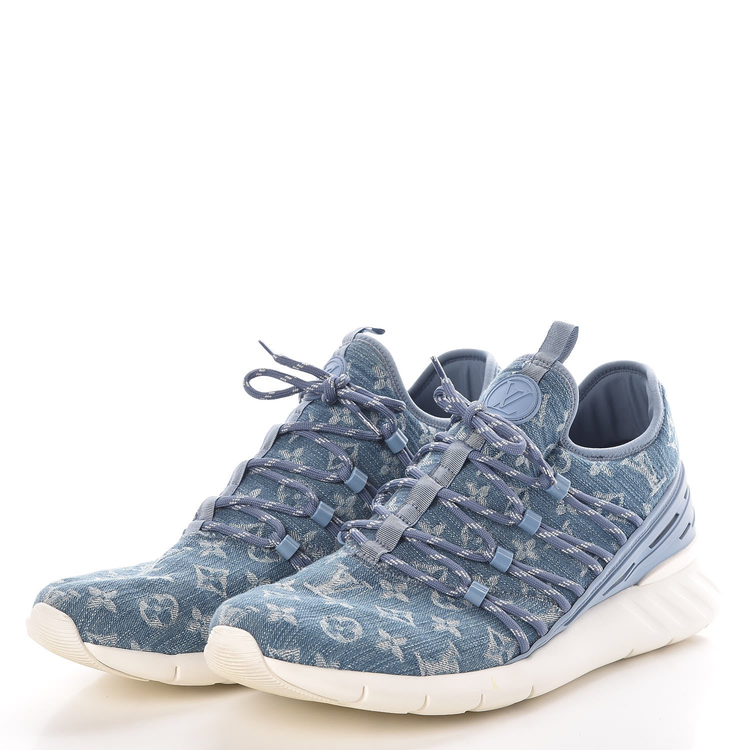 Louis Vuitton Denim Rubber Monogram Fastlane Low Sneakers 10 Navy 3 of 7