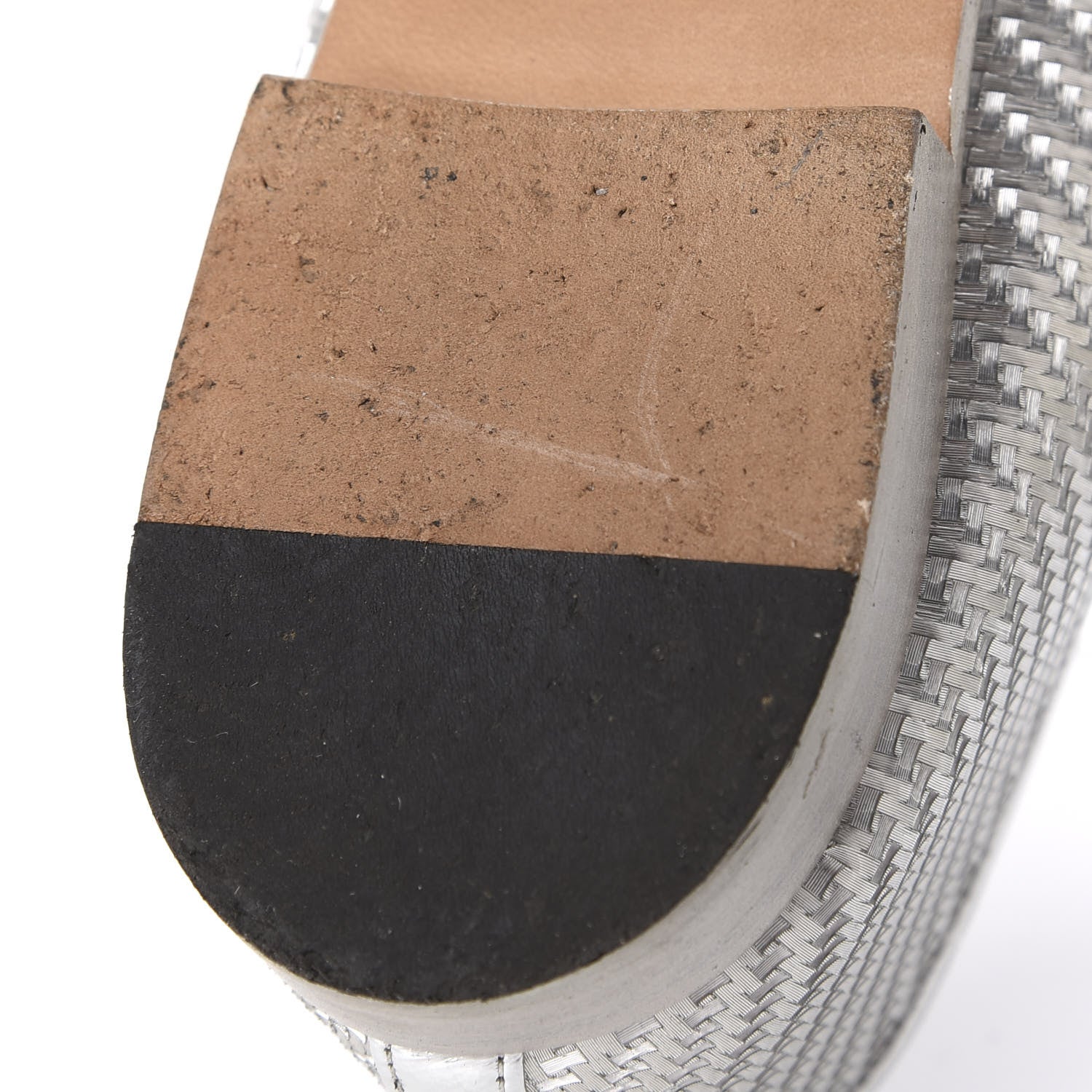 Chanel Metallic PVC Grosgrain Cap Toe Ballerina Flats 37.5 Silver Black 11 of 12