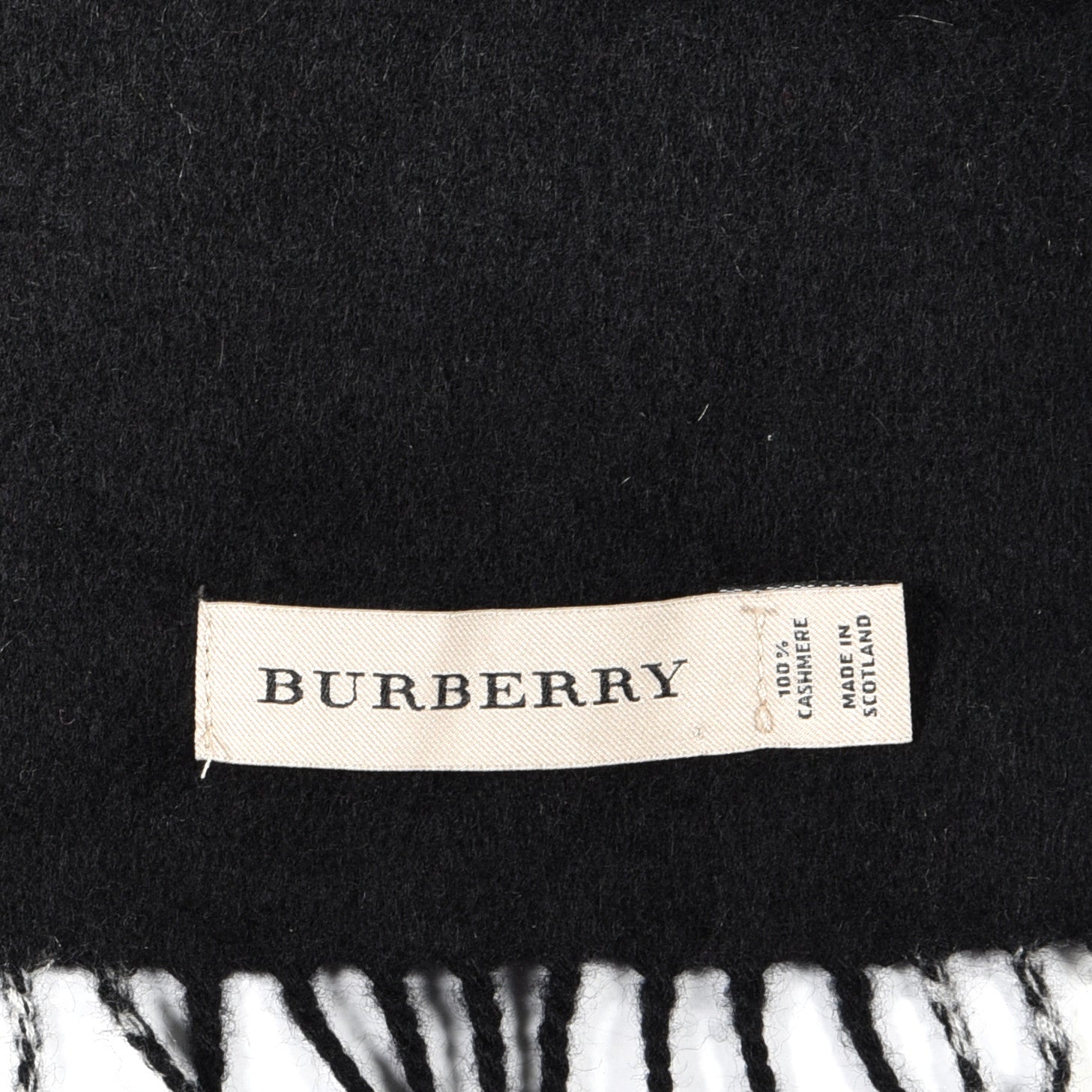 Burberry Cashmere Classic Check Fringe Scarf Black 5 of 5