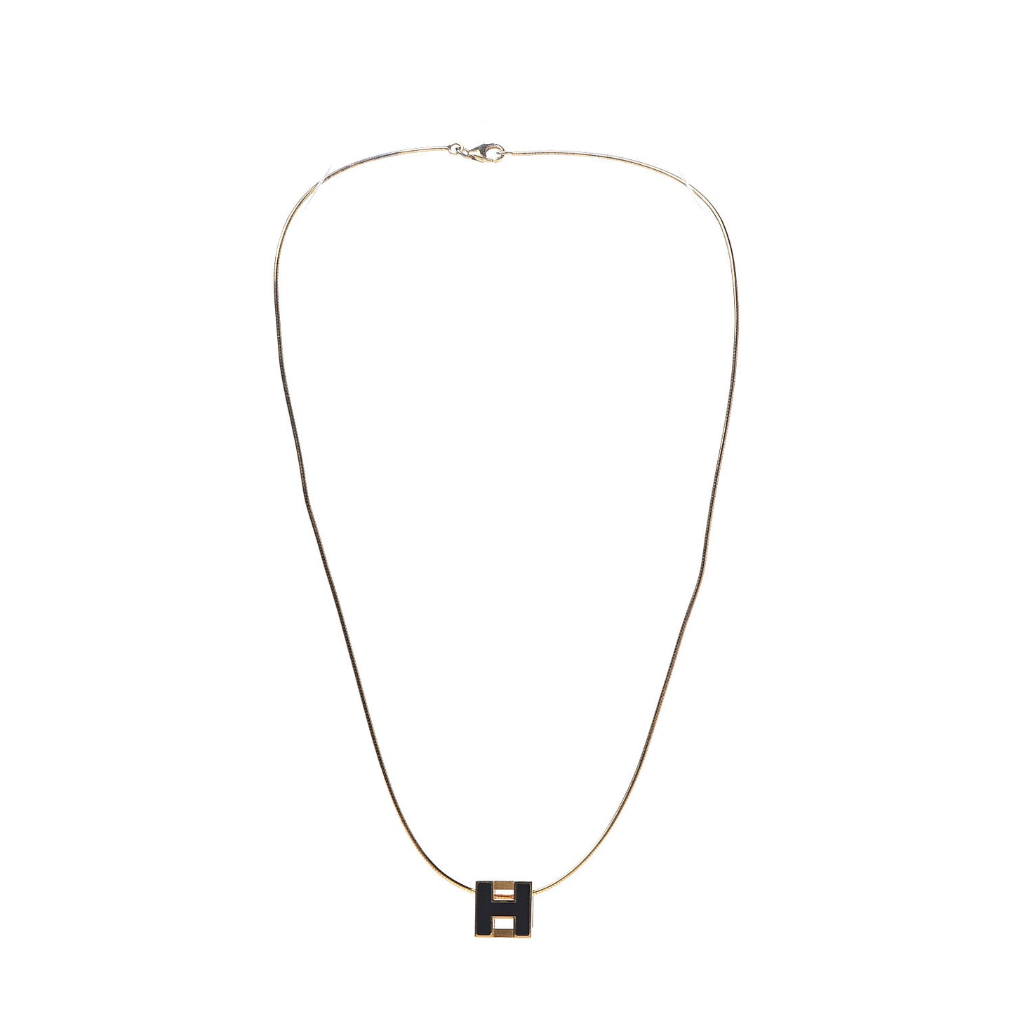 Gold Lacquered Cage d'H Pendant Necklace Black