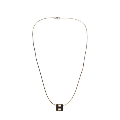 Hermes Gold Lacquered Cage d'H Pendant Necklace Black 2 of 6