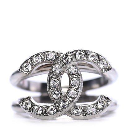 Chanel Crystal CC Ring 54 Silver 1 of 3