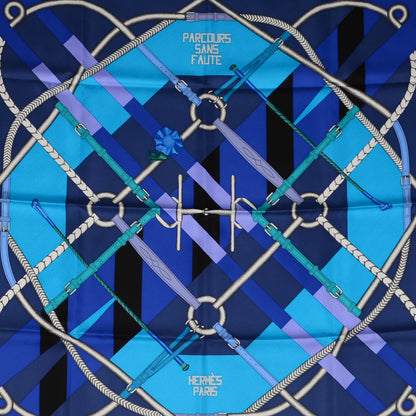 Hermes Silk Parcours Sans Faute Scarf 90 Ardoise Bleu Lagon Mauve 1 of 6