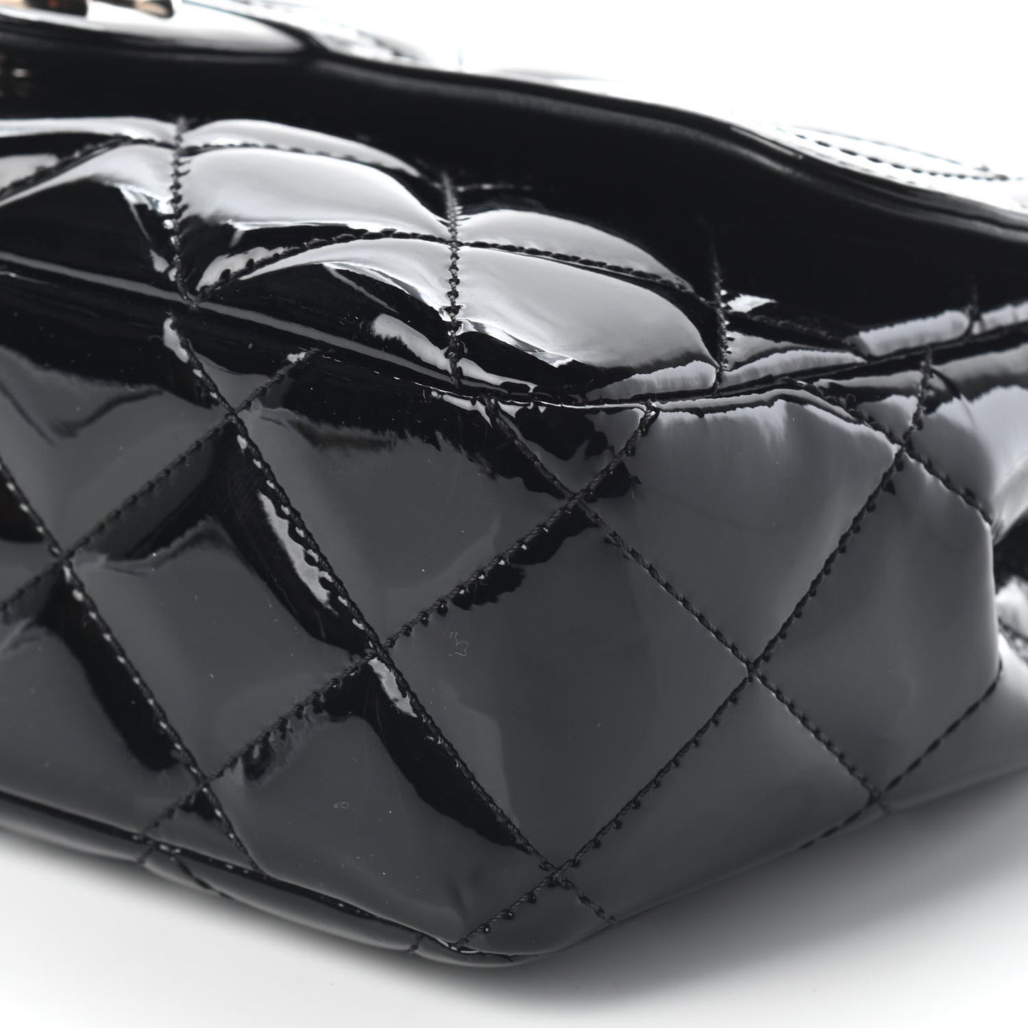 Patent Quilted Small Coco Shine Flap Black