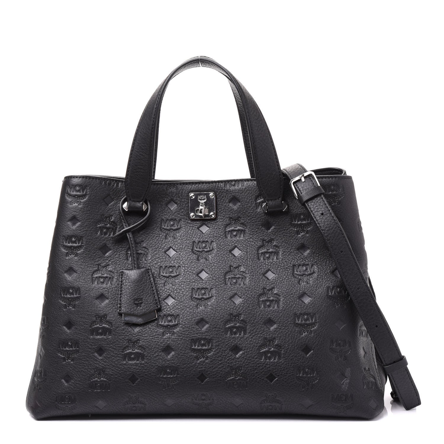 MCM Calfskin Ottomar Monogram Large Essential Tote Black 1 of 12
