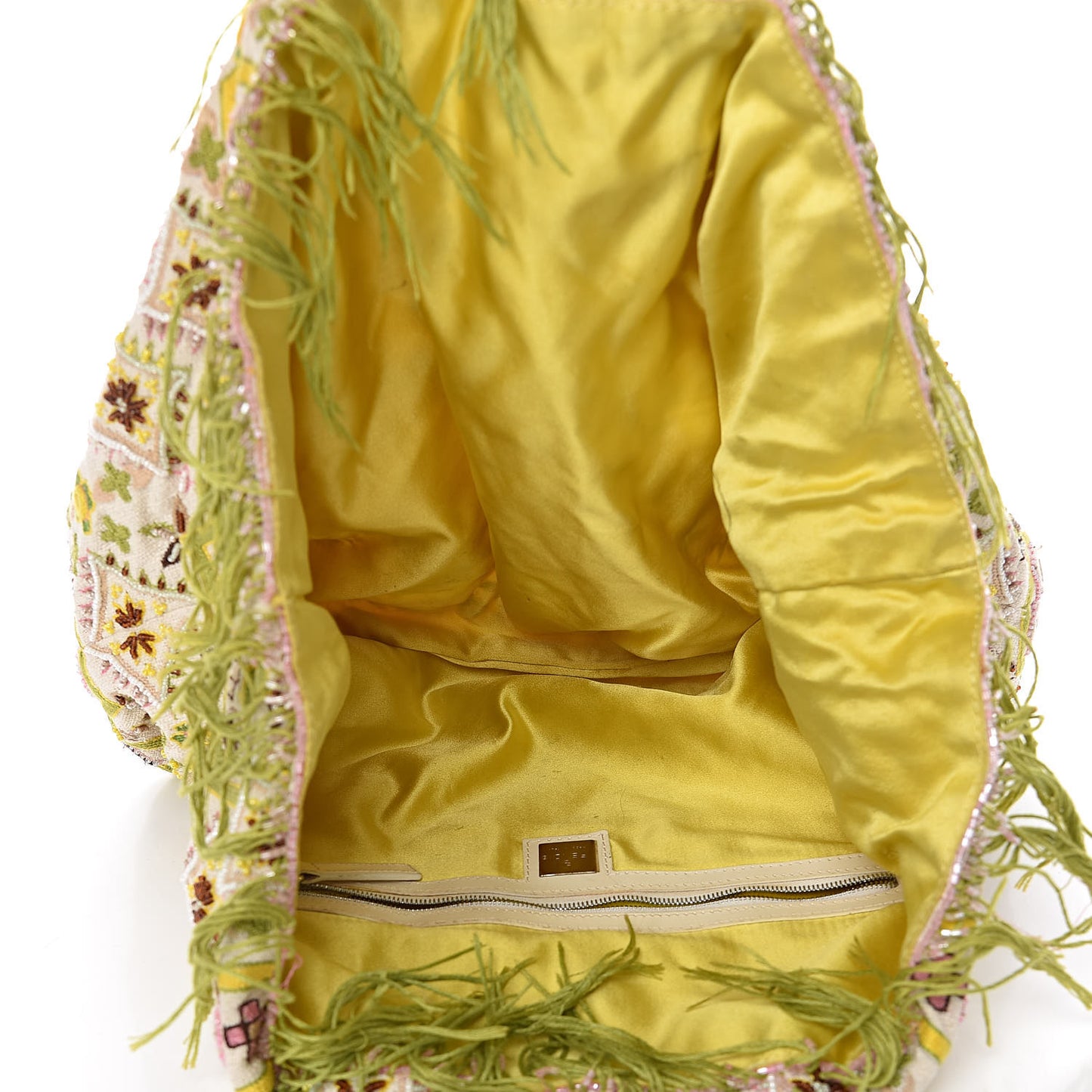 Fabric Mirror Beaded Embroidered Fringe Tote Multicolor