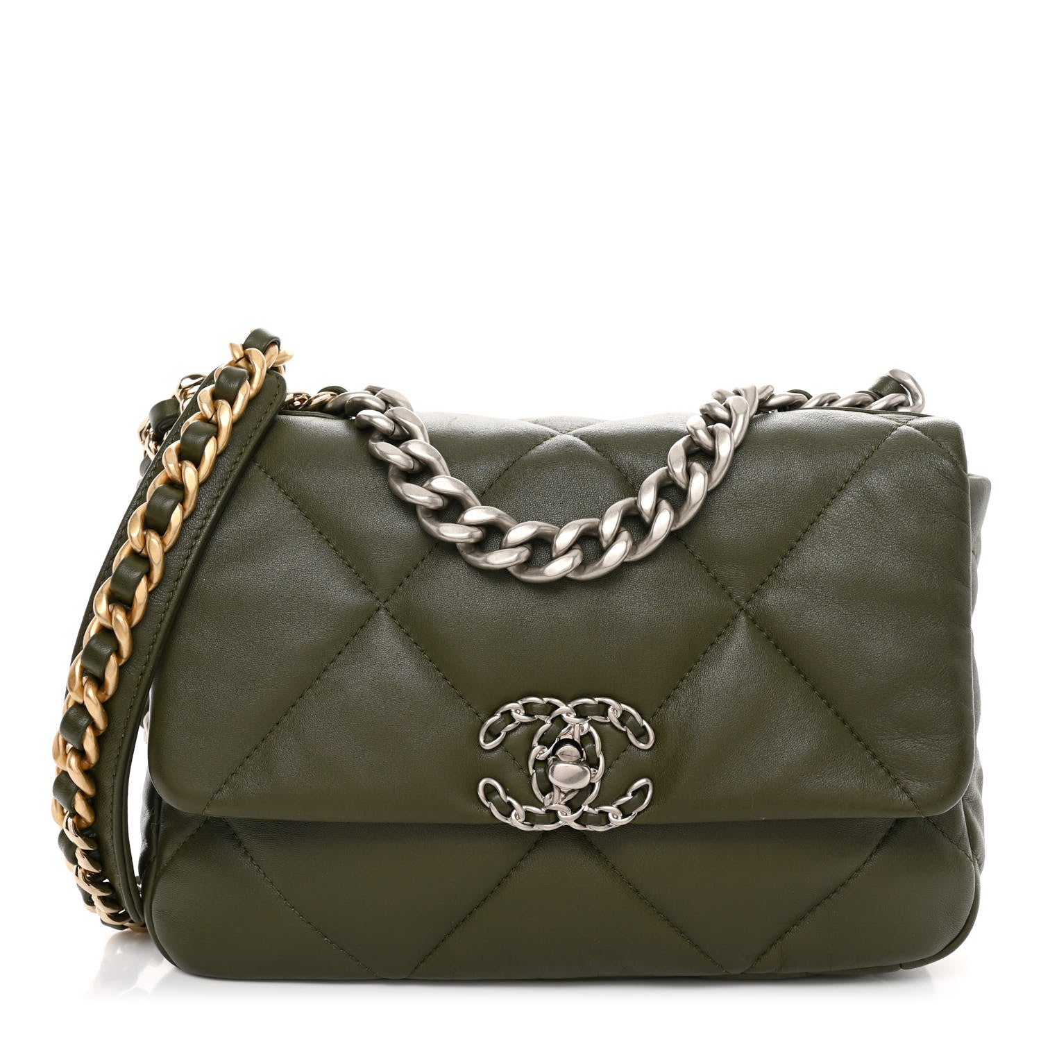 Chanel Lambskin Quilted Medium Chanel 19 Flap Khaki 1 of 11