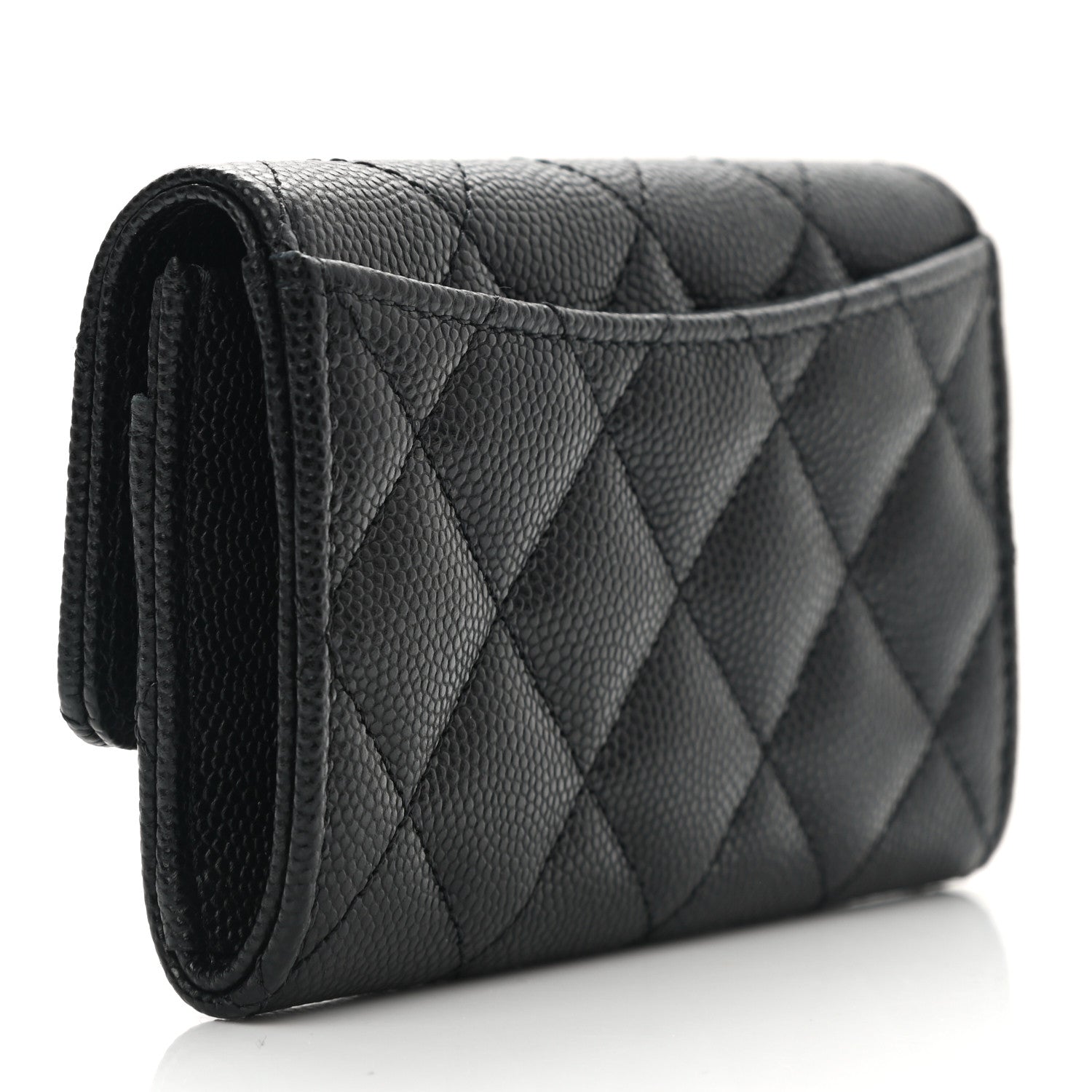Chanel Caviar Quilted Enamel Coco Casino Flap Card Holder Wallet Black 3 of 8