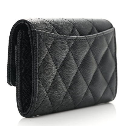 Chanel Caviar Quilted Enamel Coco Casino Flap Card Holder Wallet Black 3 of 8