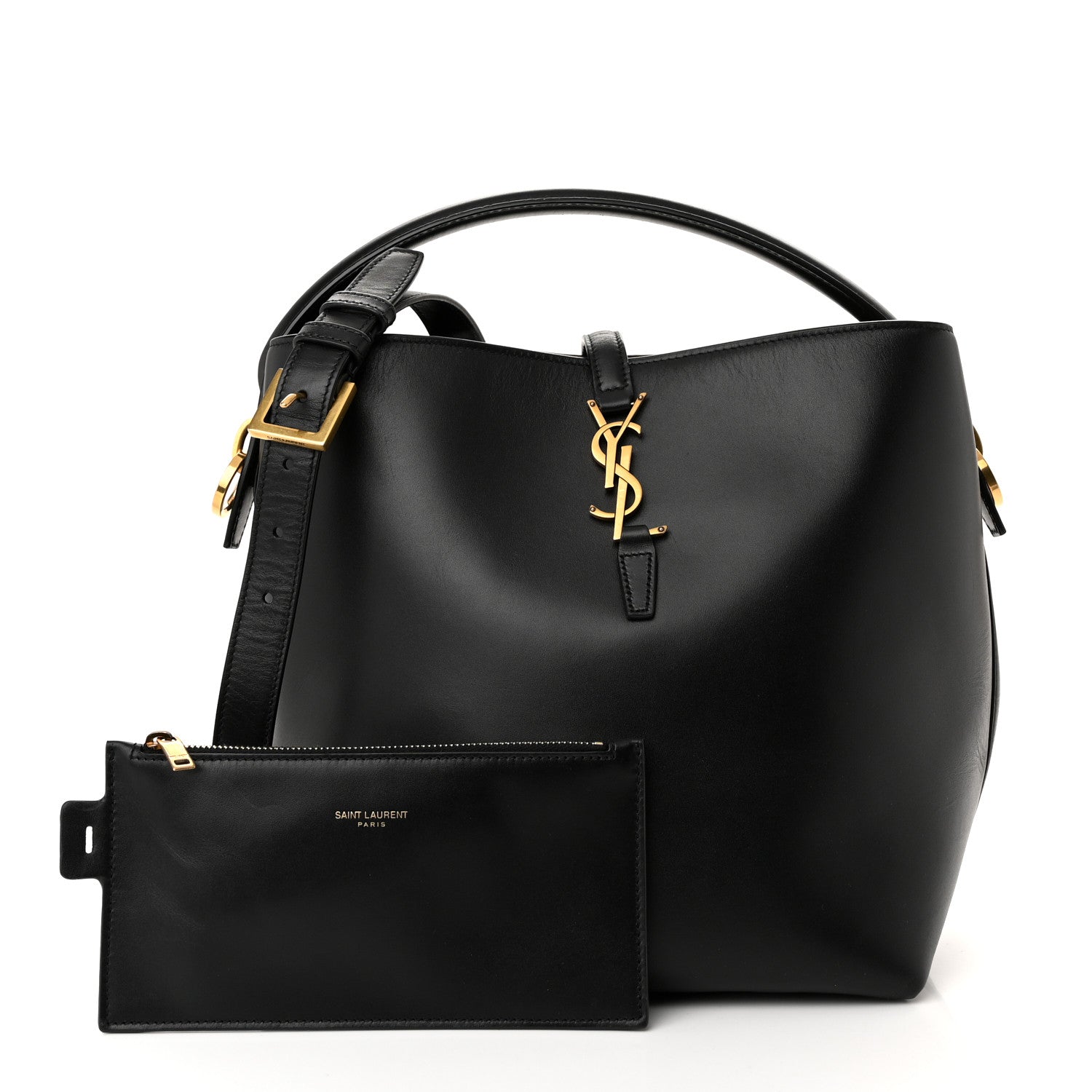 Saint Laurent Shiny Calfskin Le 37 Bucket Bag Black 3 of 11