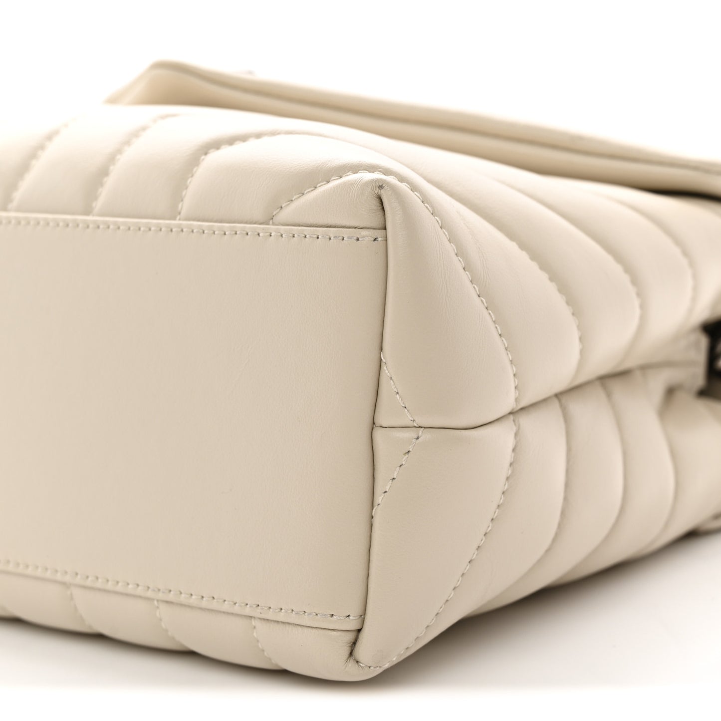 Calfskin Y Quilted Monogram Small Loulou Chain Satchel Ivory