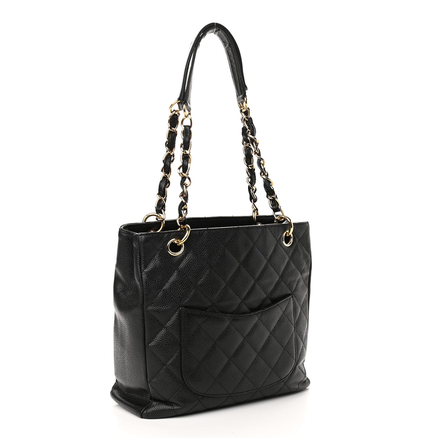 Caviar Quilted Petit Shopping Tote PST Black