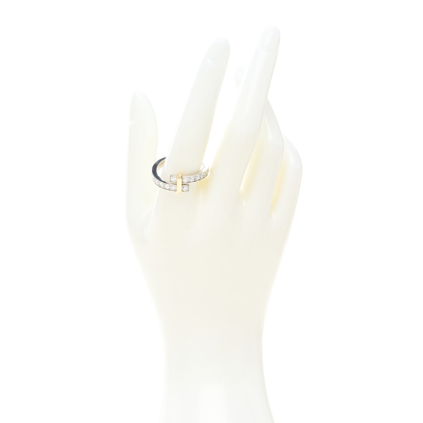 18K Yellow Gold Platinum Diamond Edge Bypass Ring 62 10