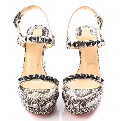 Christian Louboutin Watersnake Print Cataclou 120 Wedge Sandals 36 Roccia Gun Metal 3 of 8