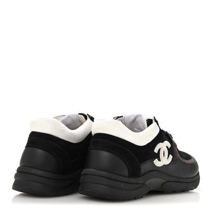 Chanel Mesh Suede Grained Calfskin Womens CC Sneakers 36 Black White 5 of 10