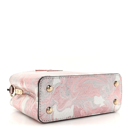 Louis Vuitton Metallic Marbled Snakeskin Capucines Mini Pink Silver 4 of 10