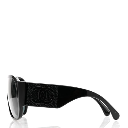 Chanel Acetate Crystal CC Shield Sunglasses 5466-B-A Black 3 of 6